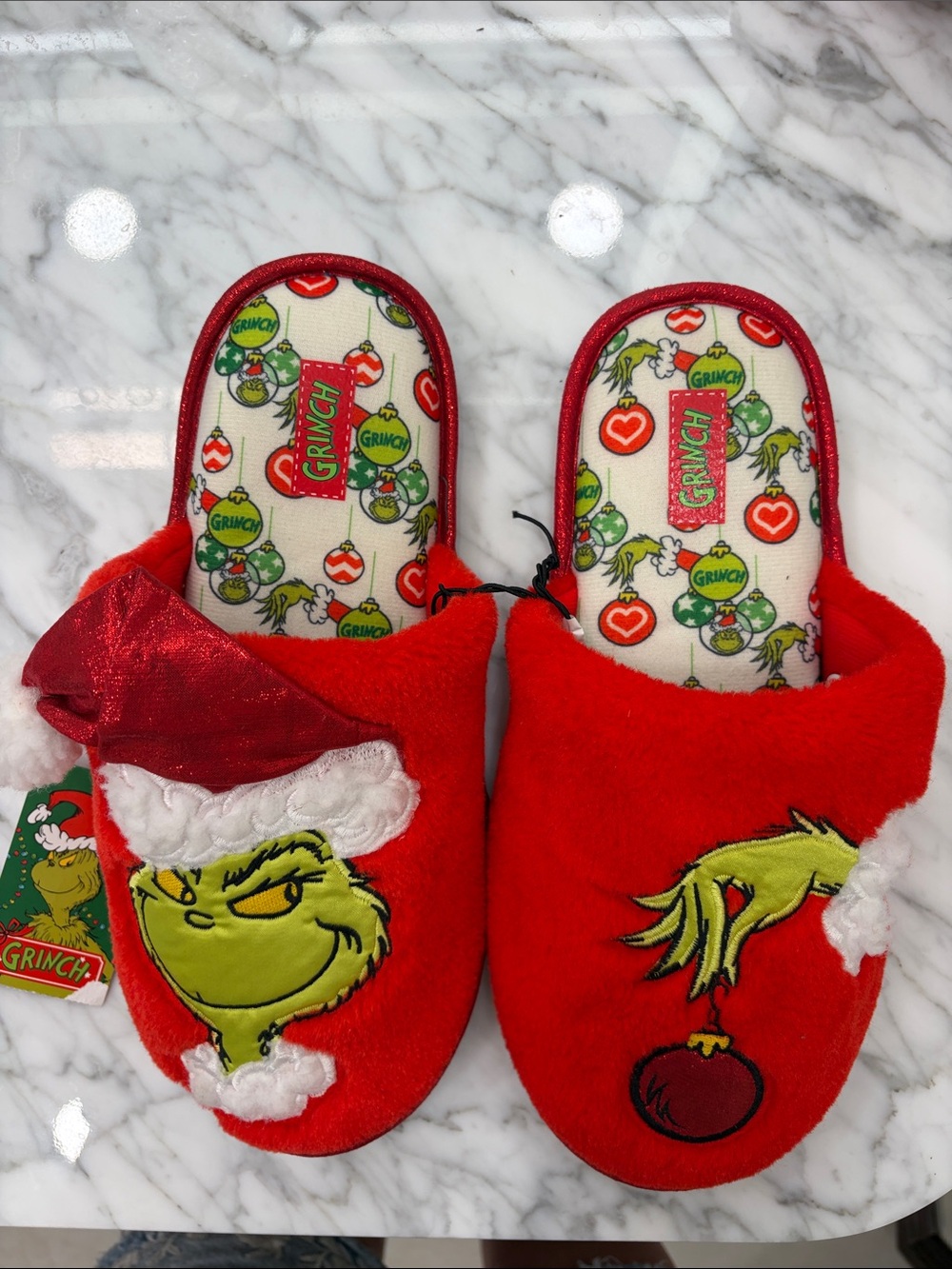 Dr. Seuss Red Grinch Holiday Plush Slippers